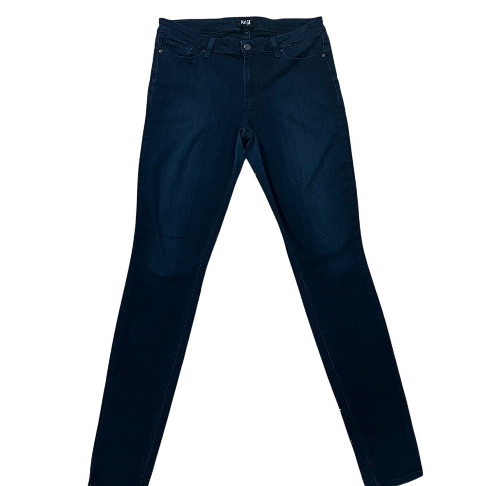 Paige Womens Skinny Jeans Dark Indigo Blue‎ Stretch Denim Size 32 Mid Rise